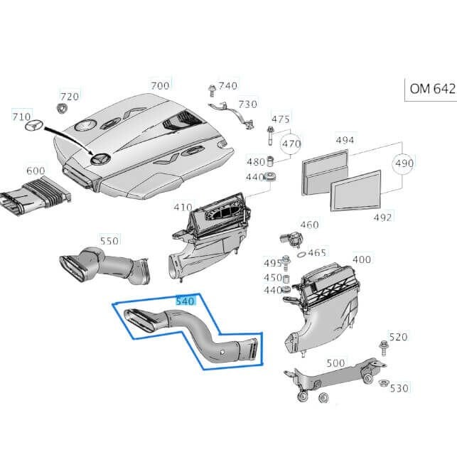 Hava Filtre Emiş Borusu Sol W166 ML  OM 642 OEM A6420948797