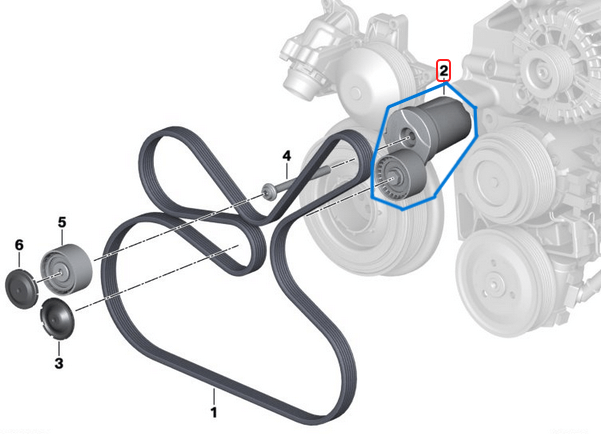 Kayış Gergi Kütüğü BMW 1 Seri E81, E82, E87, E88, 3 Seri E90, E91, E92, E93, 5 Seri F07, F10, F11, 7 Seri F01, F02, X1 Seri E84, X5 Seri E70, X6 Seri E71, Motor: N47, N57 OEM 11287800333