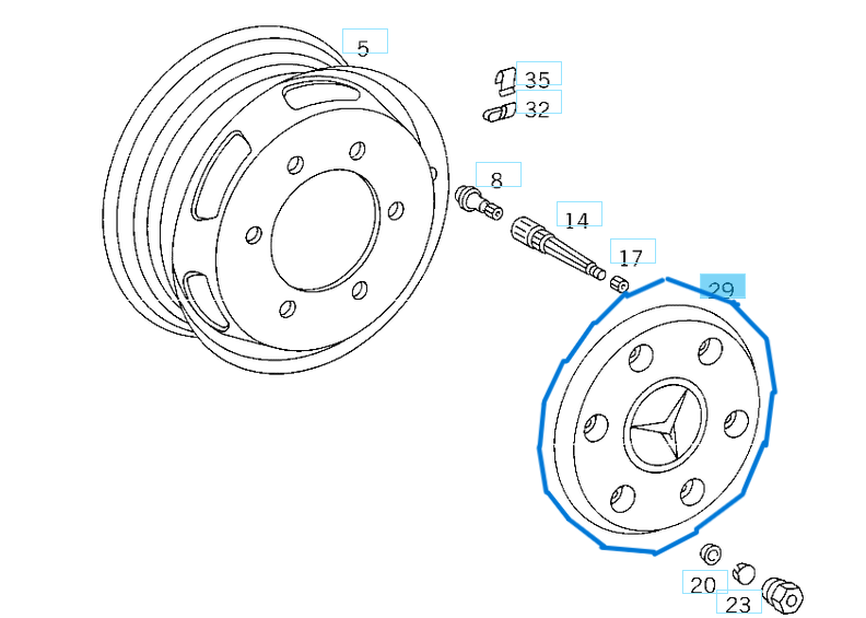 Jant Kapağı 17.5 Jant Sprinter W905, Vario W668, W669 OEM A6684000125