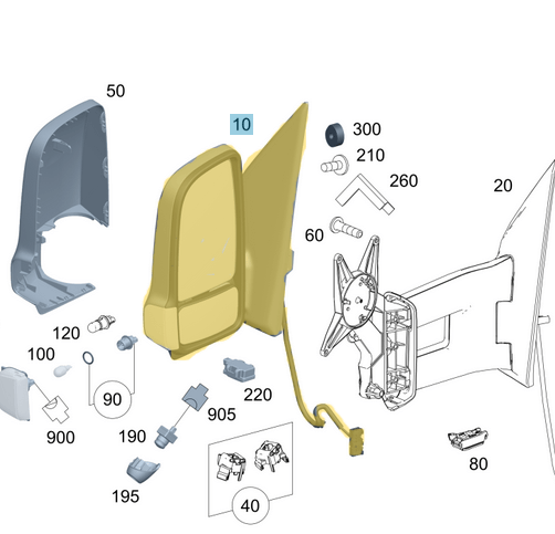 Ayna Elektrikli Isıtmalı Komple Sol Sprinter W907, W910, OEM A9108100300