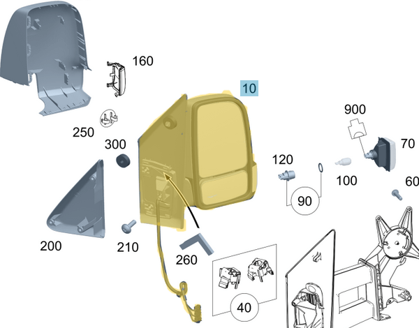 Ayna Elektrikli Isıtmalı Komple Sağ Sprinter W907, W910, OEM A9108100400