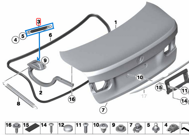 Bagaj Kapak Amortisörü BMW 3 Seri F30, F80, OEM 51247259763
