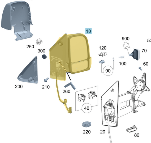 Ayna Katlanır Elektrikli Isıtmalı Komple Sağ Sprinter W907, W910, OEM A9108101200