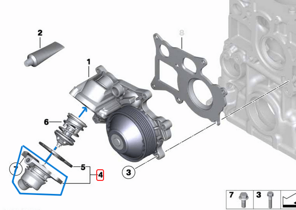 Termostat Kapağı BMW 1 Seri F20, F21, 2 Seri F22, 3 Seri E90, E91, E92, E93, 4 Seri F32, F33, F36, 5 Seri F07, F10, F11, X1 Seri E84, X3 Seri F25, X5 Seri F15, Motor: N47N OEM11518516203