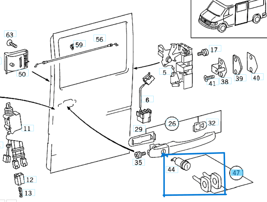 Kapı Kilit Şifresi Vito W638, Sprinter W901, W902, W903, W904 OEM A6707600205