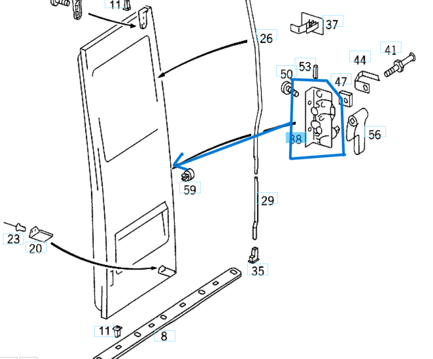 Kapı Kilidi Arka Sol Sprinter W901, W902, W903, W904 OEM A9017400135