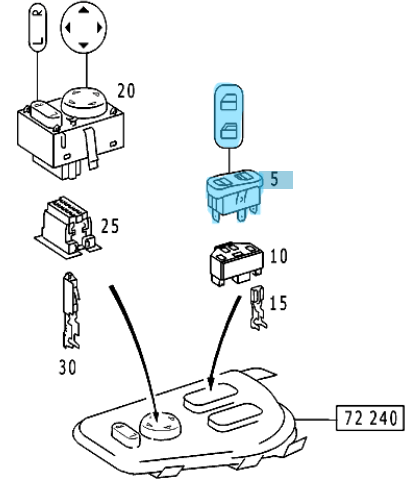 Cam Açma Düğmesi Ön Sağ Sol Sprinter W901, W902, W903, W904, OEM A0055453707, 0055453707