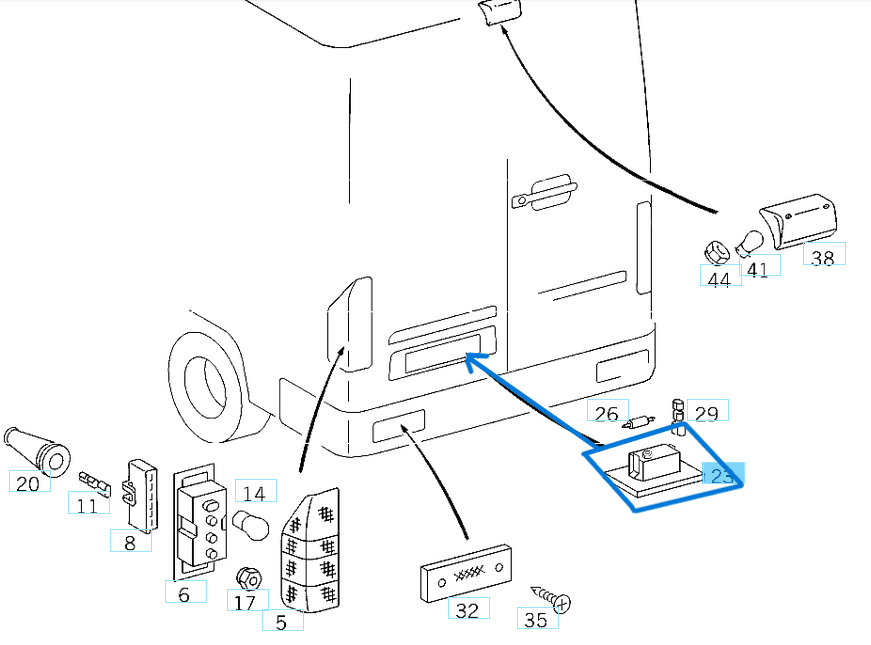 Plaka Lambası Sprinter W901, W902, W903, W904 VW LT35 OEM A9018200156, 2D0943021A