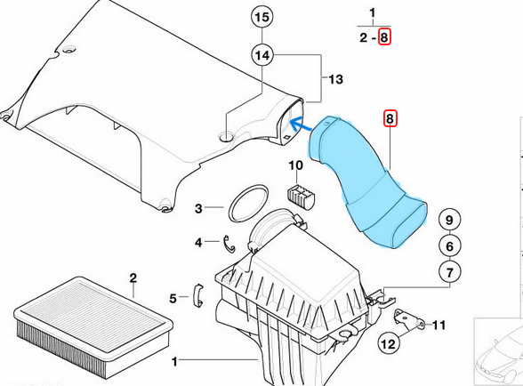 Hava Filtre Borusu. BMW X5 Seri E53. Motor: M54. OEM 13711438471