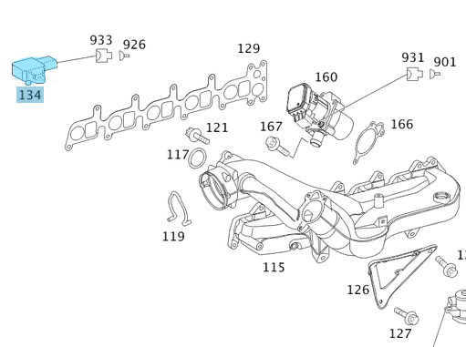 Manifold Basınç Sensörü / İnterkol Basınç Ölçer ML W163, C Seri W202, W203,  E Seri W210, Vaneo W414, G Seri W461, W463, Vito W638, Sprinter W901-W904, Motor: OM611, OM612, OM613, OM646, OM647, OM648, OEM A0041533128, A0041533328, A0051537228, A0061539828