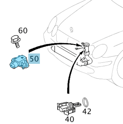 Manifold Basınç Sensörü / İnterkol Basınç Ölçer ML W163, C Seri W202, W203,  E Seri W210, Vaneo W414, G Seri W461, W463, Vito W638, Sprinter W901-W904, Motor: OM611, OM612, OM613, OM646, OM647, OM648, OEM A0041533128, A0041533328, A0051537228, A0061539828