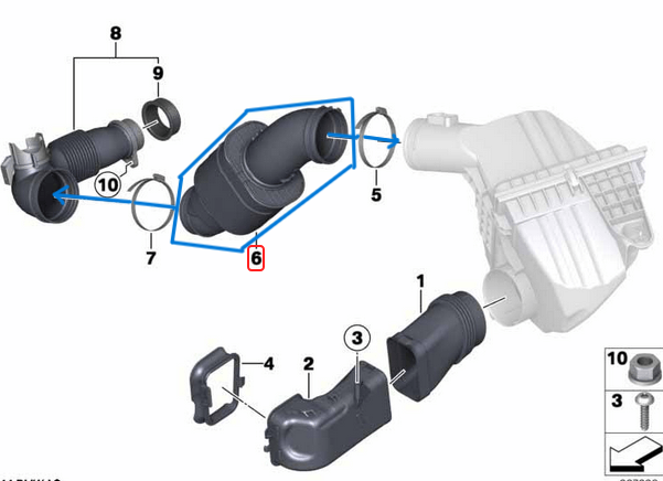 Hava Filtre Borusu Rezonatörlü. BMW 5 Seri F07, F10, F11 Motor: N20. OEM 13717612094