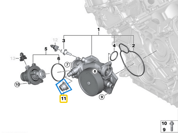 Su Tapası Bakalit Çok Amaçlı 12mm BMW Tüm Model ve Motorlar için OEM 11531439134, 11530152382