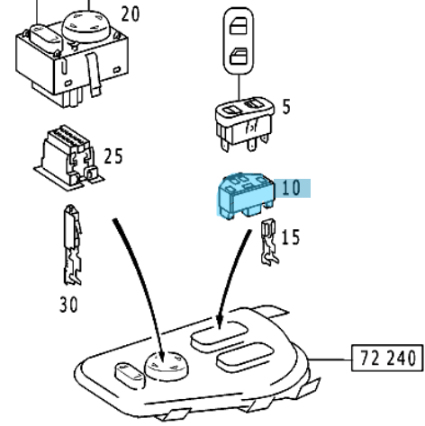 Cam Açma Düğme Soketi Vaneo W414, Vito W638, Sprinter W901, W902, W903, W904, OEM A0095451026, 0095451026