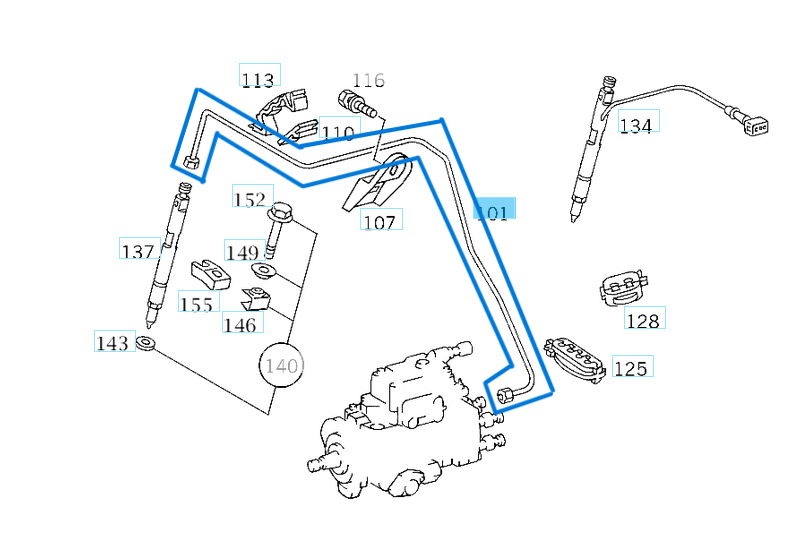 Enjektör Yakıt Borusu 5. Sıra Sprinter W901, W902, W903, W904 312D OEM A6020704133, A6020703633