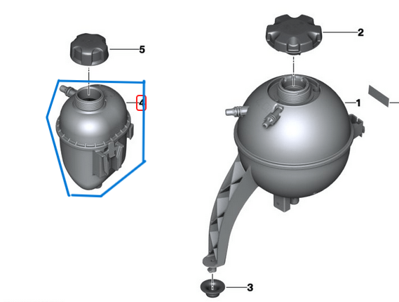 Radyatör Yedek Su Deposu (Kapaksız) Küçük. BMW X3 Seri G01, G08, M F97, X4 Seri G02, M F98, X5 Seri G05, G08, G18, M F95, X6 Seri G06, M F96, X7 Seri G07, OEM  17138610661