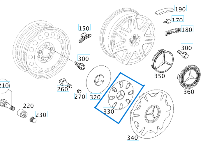 Jant Kapağı Göbekteki Siyah Vito W639 OEM A6394010825