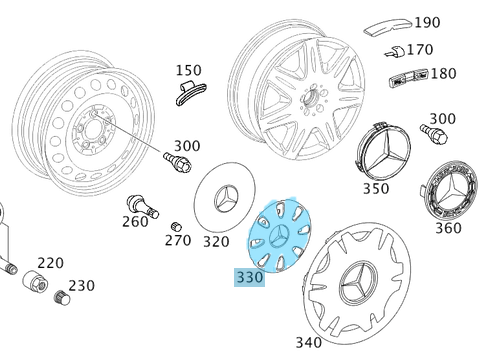 Jant Kapağı Göbekteki Siyah Vito W639 OEM A6394010825