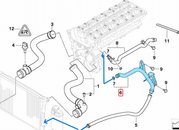 Soğutma Suyu Borusu / Blok Su Borusu BMW 3 Seri E46, X3 Seri E83, X5 Seri E53, Motor: M54, OEM 11537502000