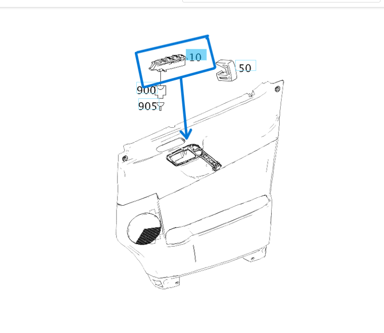 Cam Açma Düğmesi Ön Sağ Sprinter W906, VW Crafter OEM A9065451913, A9065450913, 2E0959877R