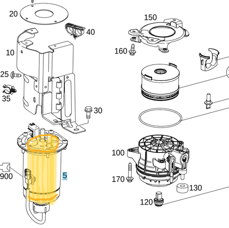 Mazot Filtresi (Eleman) / Yakıt Filtresi (Eleman) Vito W447,  Motor: OM622 OEM A4474770000(Kopya)