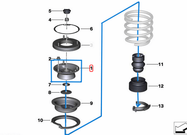 Amortisör Takozu / Amortisör Tablası Ön BMW 1 Seri E81, E82, E87, E88, 3 Seri E90, E91, E92, E93, 5 Seri E60, E61, X1 Seri E84 OEM 31306775098, 31306767451