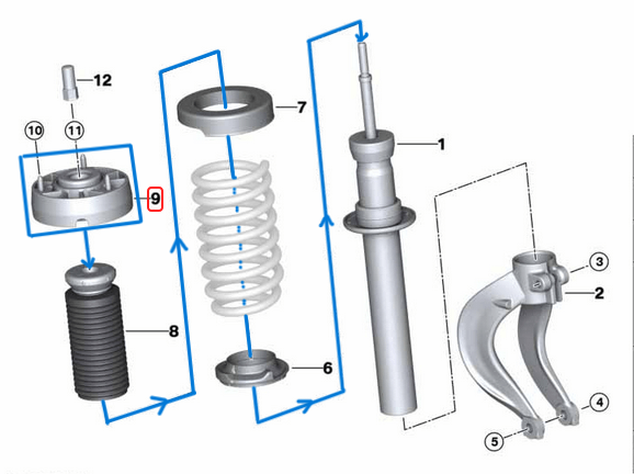 Amortisör Takozu / Amortisör Tablası Ön Bilyalı BMW X5 Seri F15,  X6 Seri F16, OEM 31306851879
