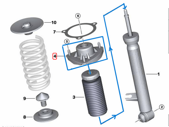 Amortisör Takozu / Amortisör Tablası Arka Bilyalı BMW X5 Seri F15,  X6 Seri F16, OEM  33506867864, 33506851881