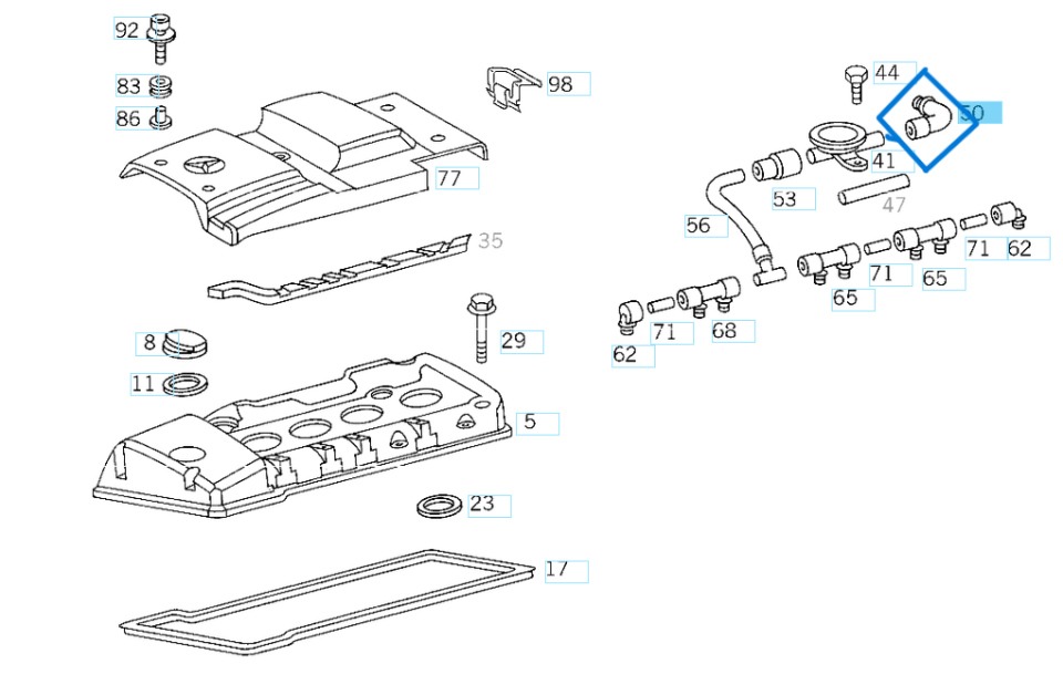 Pipo Hortumu (Havanlandırma Hortumu) Üst Uç W124, W202, W210 OM604, OM605, OM606 OEM A6060160481