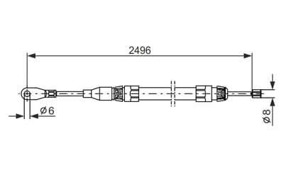 El Fren Teli / El Fren Halatı Ön 2496mm E Seri W124, OEM A1244202685, A1244201085, A1244203685, 1244202685, 1244201085, 1244203685