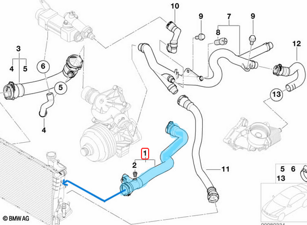 Radyatör Hortumu Üst BMW 3 Seri E46 Motor: M57N OEM 11537787720