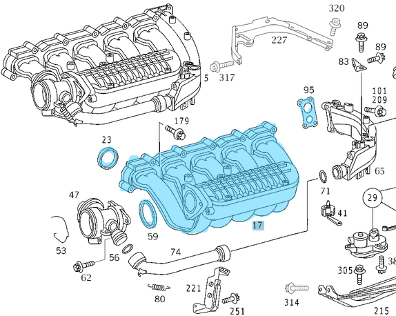 Manifold Emme Plastik / Emme Manifoldu Plastik ML W163, C Seri W203, E Seri W210, W211 Motor: OM612, OM647 OEM A6120901937, A6120901037, 6120901937, 6120901037
