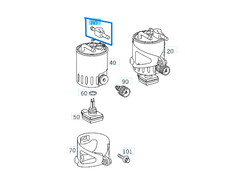 Mazot Filtre Valfi (Ventili) W203, W210, W211, Sprinter W901, W904 OM611, OM612 OEM A6110780249, 6110780249