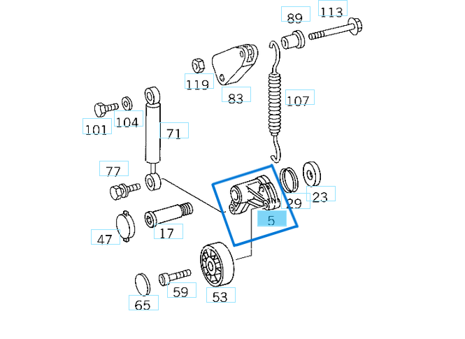 Kayış Gergi Kütüğü (Saplamasız) W124, W202, W210, Vito W638, Sprinter W901, W902, W903, W904 OM601, OM602, OM604, OM606 OEM A6062000173, A6062000073