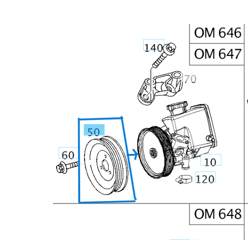 Direksiyon Pompa Kasnağı  W202, W203, W210, W211, W901, W906 OM611, OM612, OM646 OEM A6112300115, A6042360010