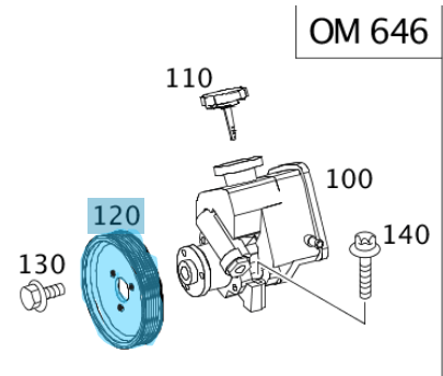 Direksiyon Pompa Kasnağı  C Seri W202, W203, E Seri W210, W211, Vito W638, W639, Sprinter W901, W906, OM611, OM612, OM646 OEM A6112300115, A6042360010