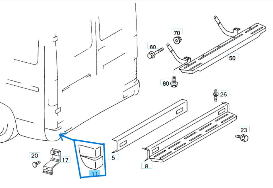 Tampon Arka Sol Sprinter W901, W902, W903, W904 OEM A9018800371