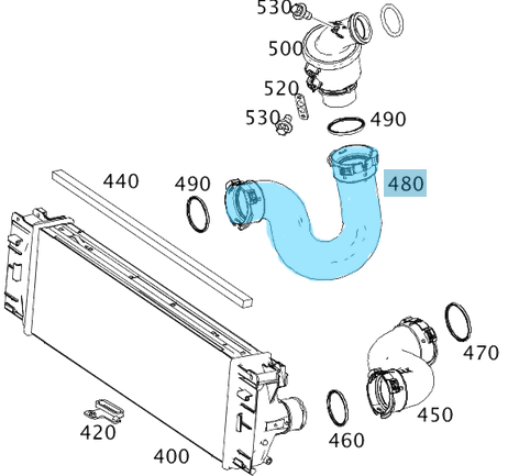 İntercooler Hortumu Sağ / İnterkol Hortumu Sağ Sprinter W906, W907 Motor: OM651 OEM A9065285182, 9065285182