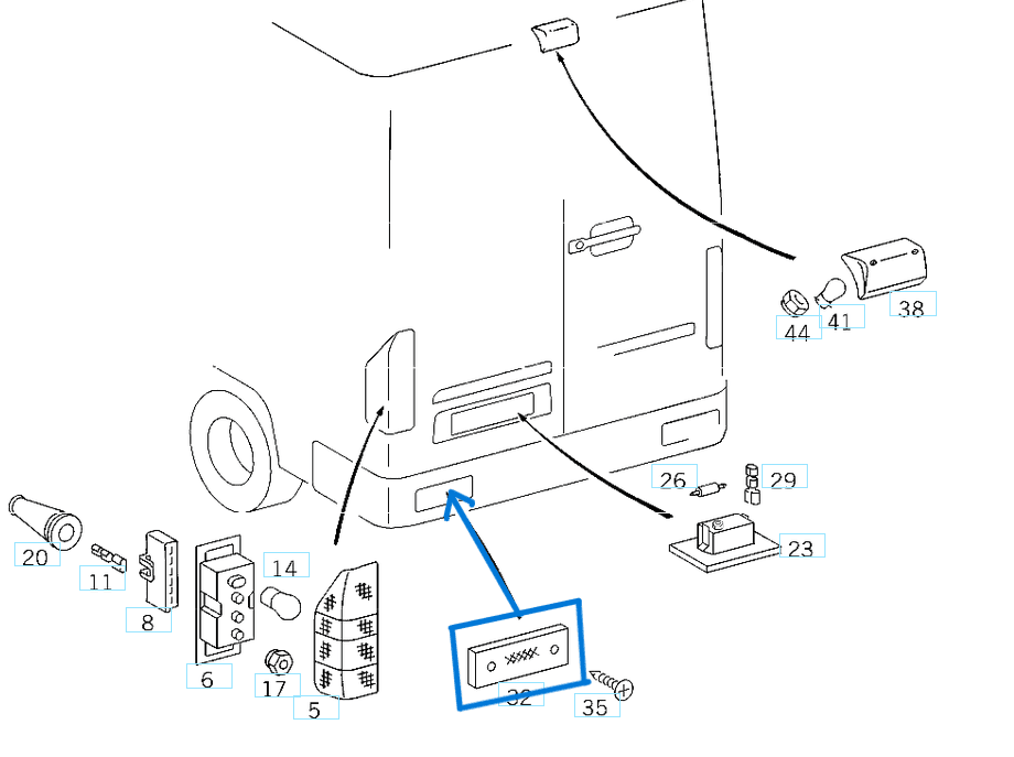 Reflektör Arka Sağ Sol Sprinter W901, W902, W903, W904 OEM A0005444205, 0015440792, 0008262240