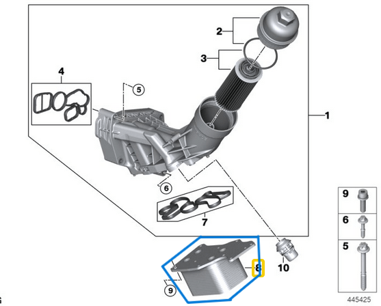 Motor Yağ Radyatörü BMW1 Seri F20, F21, 2 Seri F22, F23, 3 Seri F30, F31, F34, G20, 4 Seri F32, F33, F36, G22, G26, 5 Seri G30, G31, 6 Seri G32, 7 Seri G11, G12, X3 Seri G01, X4 Seri G04 Motor: B38, B46, B48, OEM 11428585624, 11428574003