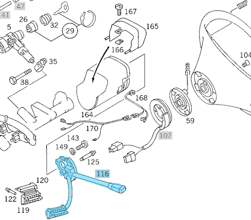 Sinyal Kolu E Seri W124 OEM A1245401045, 1245401045