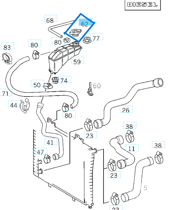 Radyatör Kapağı 140'C W124, W202, W638, W901, W902, W903, W904  E, C Seri, Vito, Sprinter  OM601, OM602, OM611, OM612 OEM A1245000406, A1295000006, A1235011715