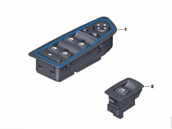 Cam Açma Düğmesi Ön Sol BMW 3 Seri E90, E91 OEM 61319217326, 61319155501, 61319132127, 61316948623