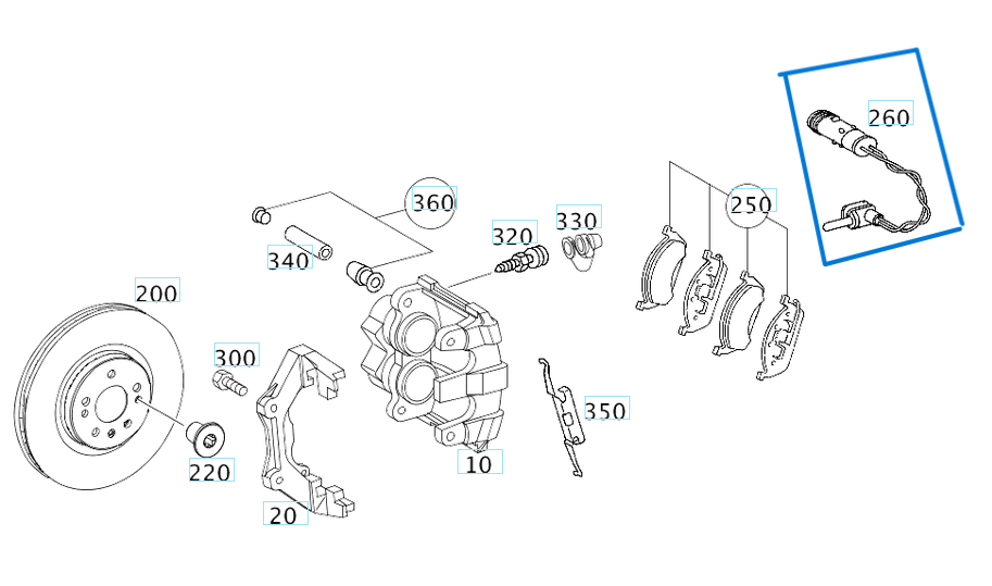 Fren Balata İkazFişi Vito W639, W164, W211, W220 E SERI, ML, OEM A1645401017, A2205401517