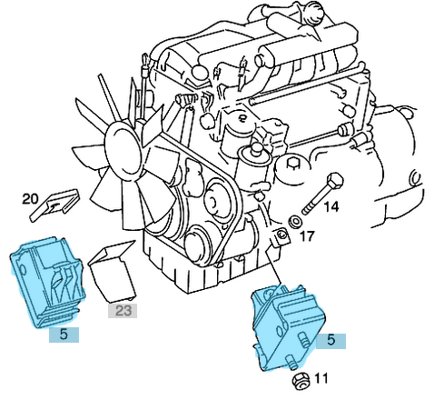 Motor Kulağı Yeşil / Motor Takozu Yeşil Sprinter W901, W902, W903, W904 VW LT35, LT28, LT46 Motor: OM601 OEM A9012412413, 9012412413