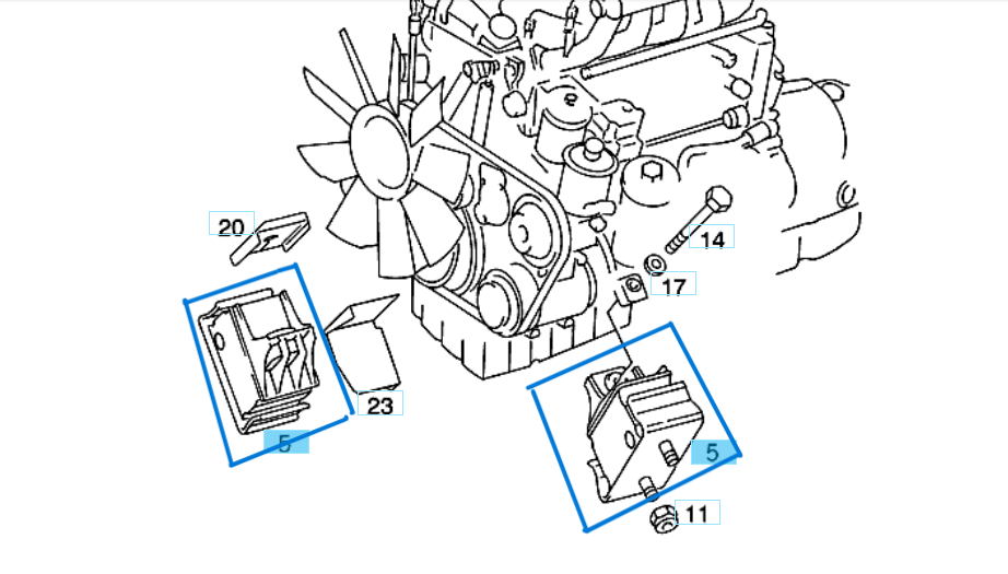 Motor Kulağı (Takozu) Yeşil Sprinter W901, W902, W903, W904 OM601 OEM A9012412413