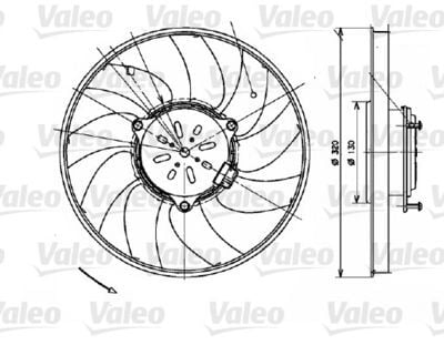 Fan / Fan Motoru Sağ 350W-Ø320mm Sprinter W906, W907, VW Crafter, Motor: OM646, OM651, OEM A9065000393, 2E0959455