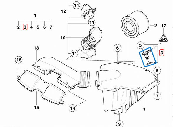 Hava Akışmetre / Hava Debimetre BMW 1 Seri E81, E82, E87, E88, 3 Seri E91, E92, E93, 5 Seri E60, E61, 6 Seri E63, E64, X1 Seri E84, X3 Seri E83, X5 Seri E70, Motor: N52N, N53 OEM 13627551638