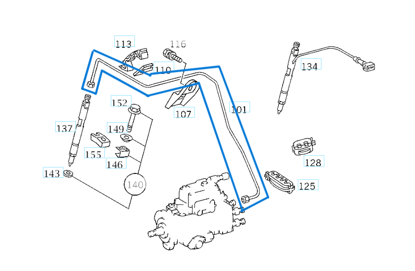 Enjektör Borusu SPRINTER W901, W902, W903, W904 VITO W638 OM602 NO:3 OEM A6020703933, A6020703433