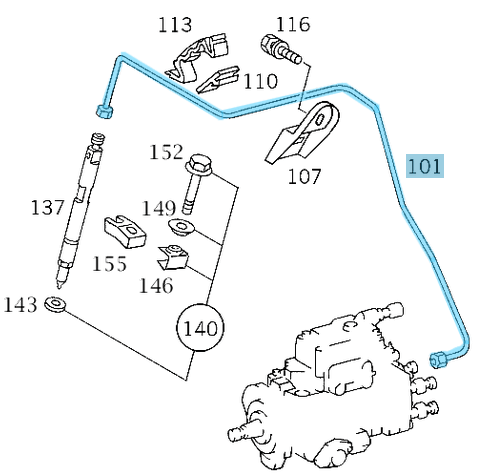Enjektör Borusu Sprinter W901, W902, W903, W904, Vito W638 OM602 NO:3 OEM A6020703933, A6020703433, 6020703933, 6020703433